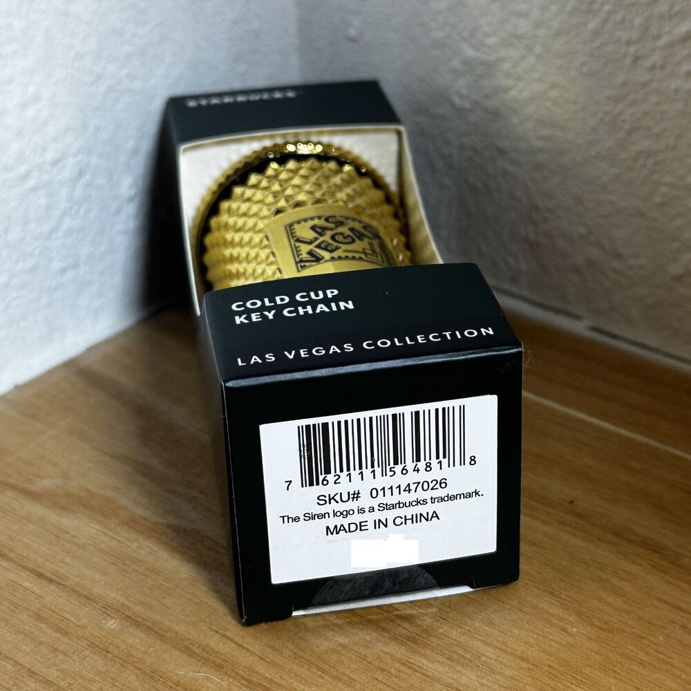 Starbucks 2021 Gold Las Vegas Golden Studded Collection  Cold Cup Keychain NWT - Picture 5 of 6